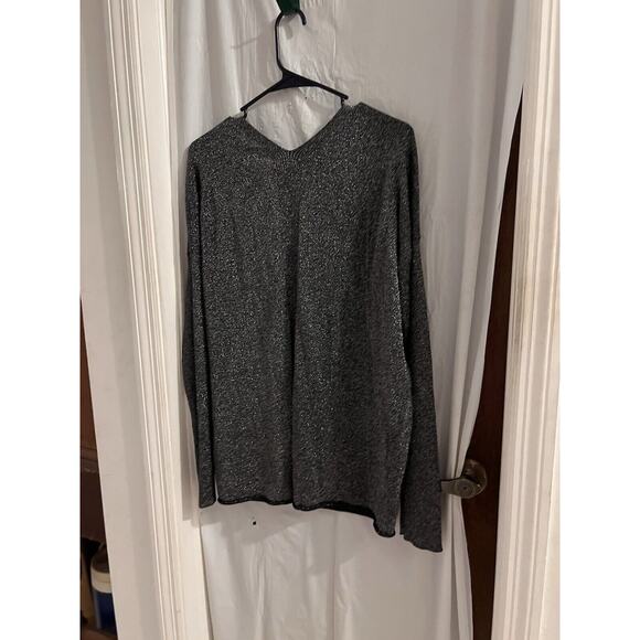 Velvet By Graham Spencer Black Silver Metallic V Neck Sweater Size Xl - Picture 4 of 5